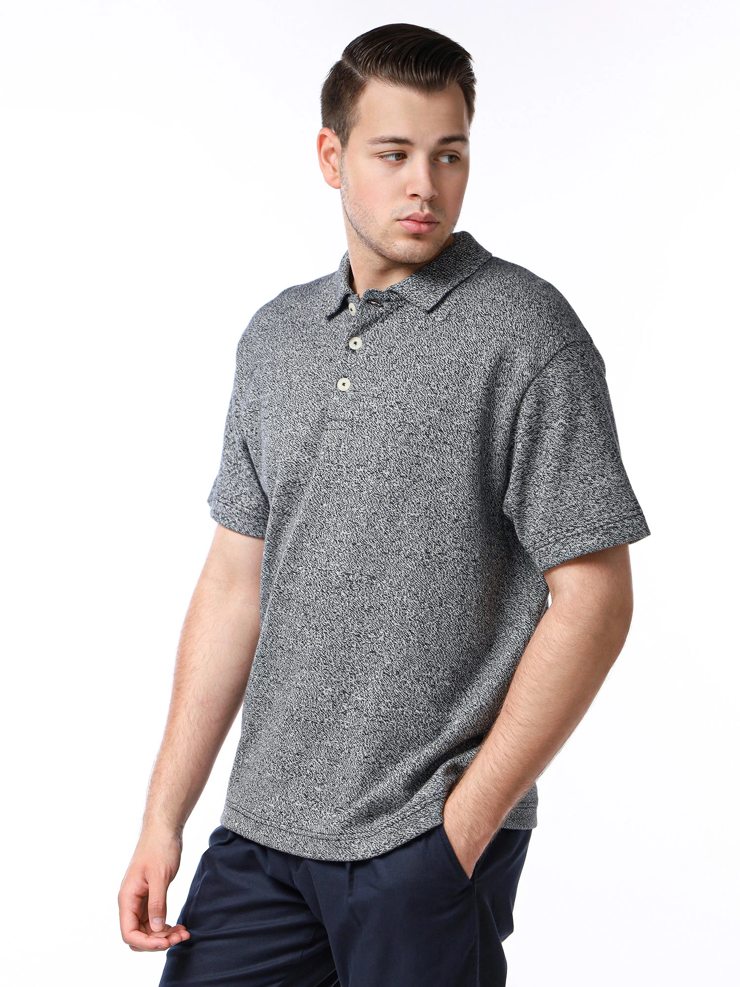 Джемпер поло прямого кроя из натурального хлопка